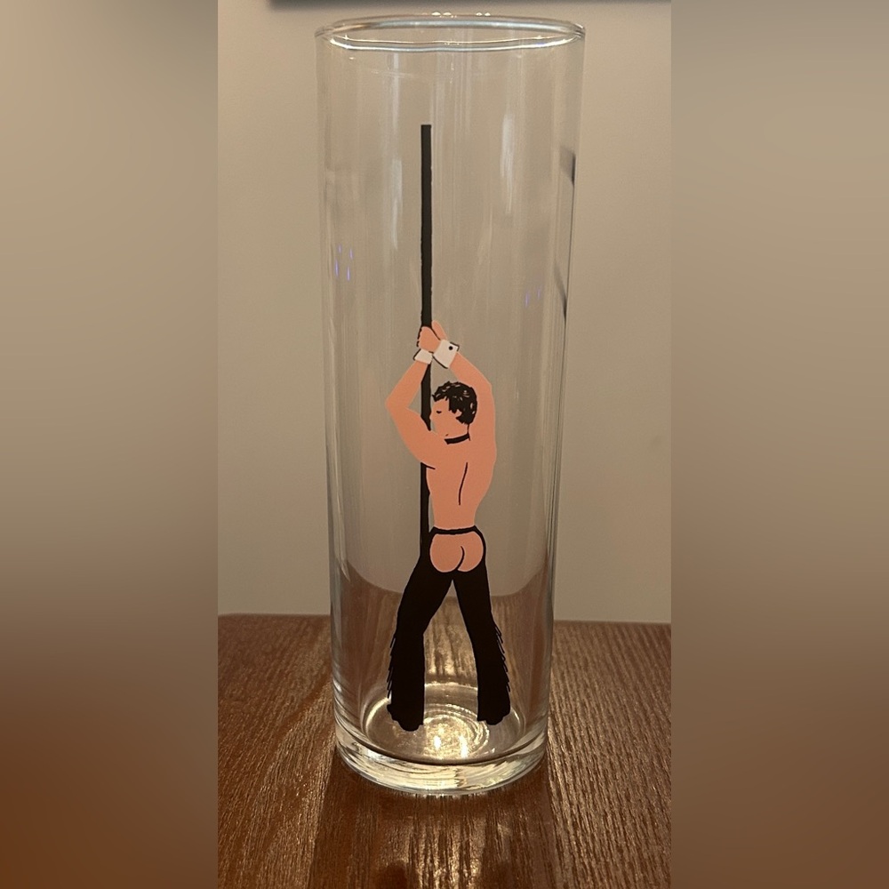 Vintage Libbey “Risqué” pole dancer Collins glass